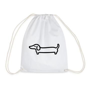Dackel Line Art – Lustiges Hunde Design - Turnbeutel - Weiß - Vorne