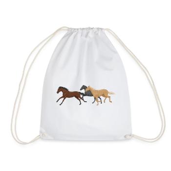 Three Horses - Drawstring Bag - white - Front