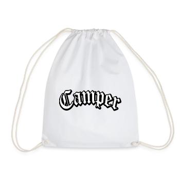camp camper camping camping camping nature hunter campfire - Drawstring Bag - white - Front