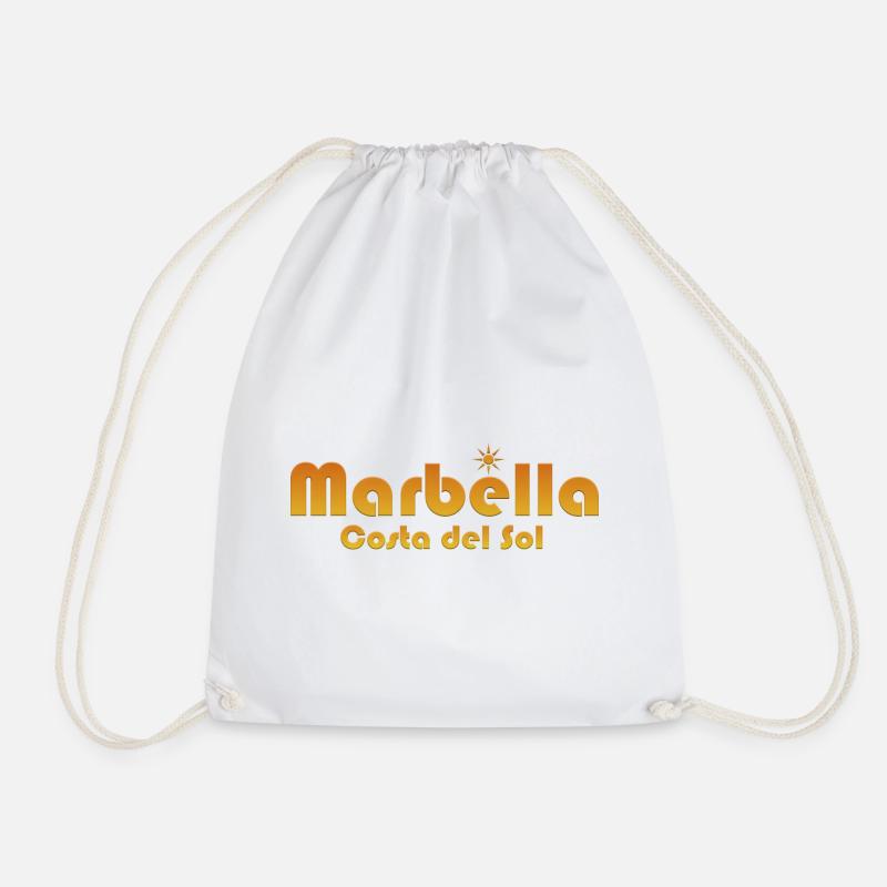 Marbella Costa del Sol-Sunburst Text - Drawstring Bag - white