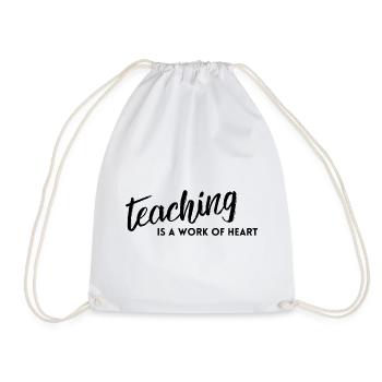 Teaching is a Work of Heart - Drawstring Bag - white - Front
