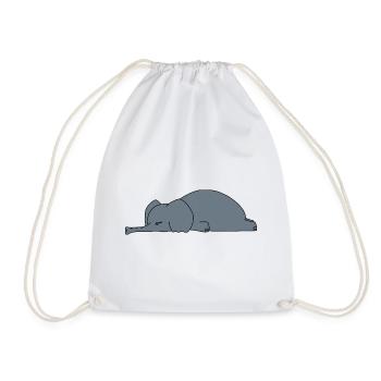 Éléphant paresseux qui fait la sieste, animal drôle et endormi - Sac de sport léger - blanc - Devant