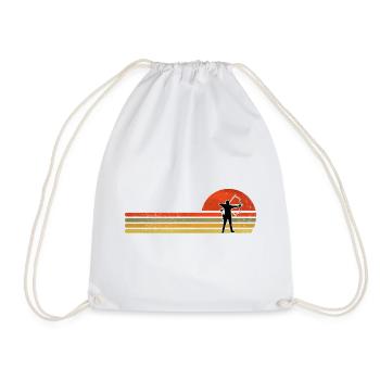 Retro Sunset Archer Silhouette - Drawstring Bag - white - Front