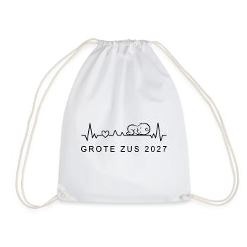 Große Schwester 2027 Herzschlag Niederländisch - Turnbeutel - Weiß - Vorne
