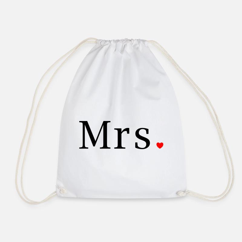 Mrs T-Shirt Hochzeit Geschenk Ehefrau Braut Herz - Turnbeutel - Weiß