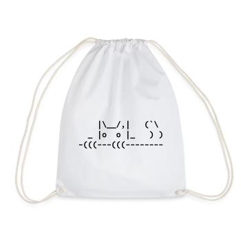 cute ascii cat - cute ascii cat - Drawstring Bag - white - Front