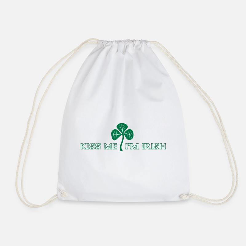 Kiss Me Im Irish - Drawstring Bag - white