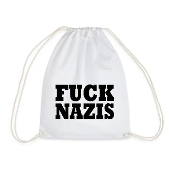 Fuck nazis - Drawstring Bag - white - Front