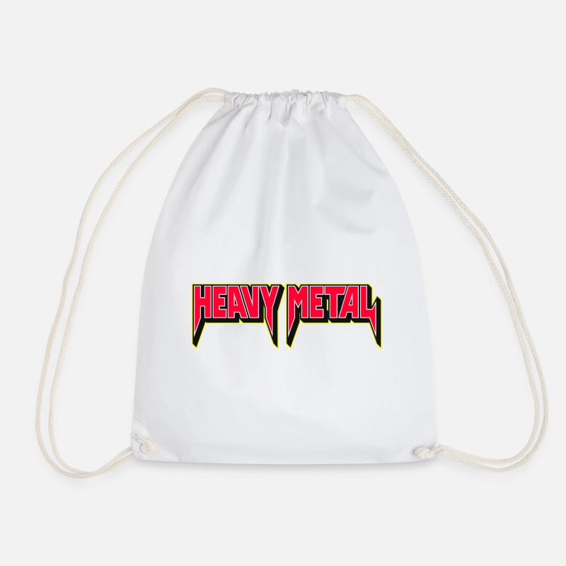 Heavy Metal Neon Red Logo - Drawstring Bag - white