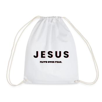 Jesus, Faith Over Fear - Christian Clothing - Drawstring Bag - white - Front