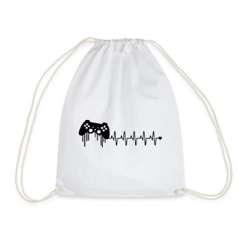 Gaming Controller Heartbeat - Drawstring Bag - white - Front