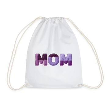 Mom Patchwork FontTypography Purple Statement - Drawstring Bag - white - Front