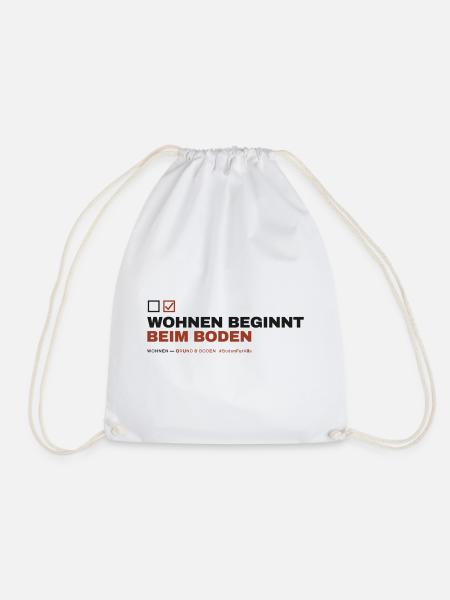WOHNEN BEGINNT BEIM BODEN — (Boden) - Turnbeutel - Weiß