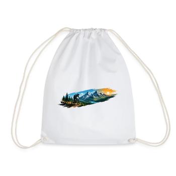 Motif of a mountain biker in the mountains - Drawstring Bag - white - Front