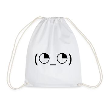 Eye rolling emoticon (◔_◔) annoyed look - Drawstring Bag - white - Front