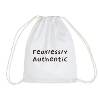Fearlessly Authentic – Statement Design - Drawstring Bag - white - Front