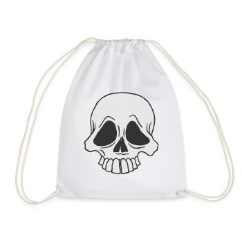 Skull - Drawstring Bag - white - Front