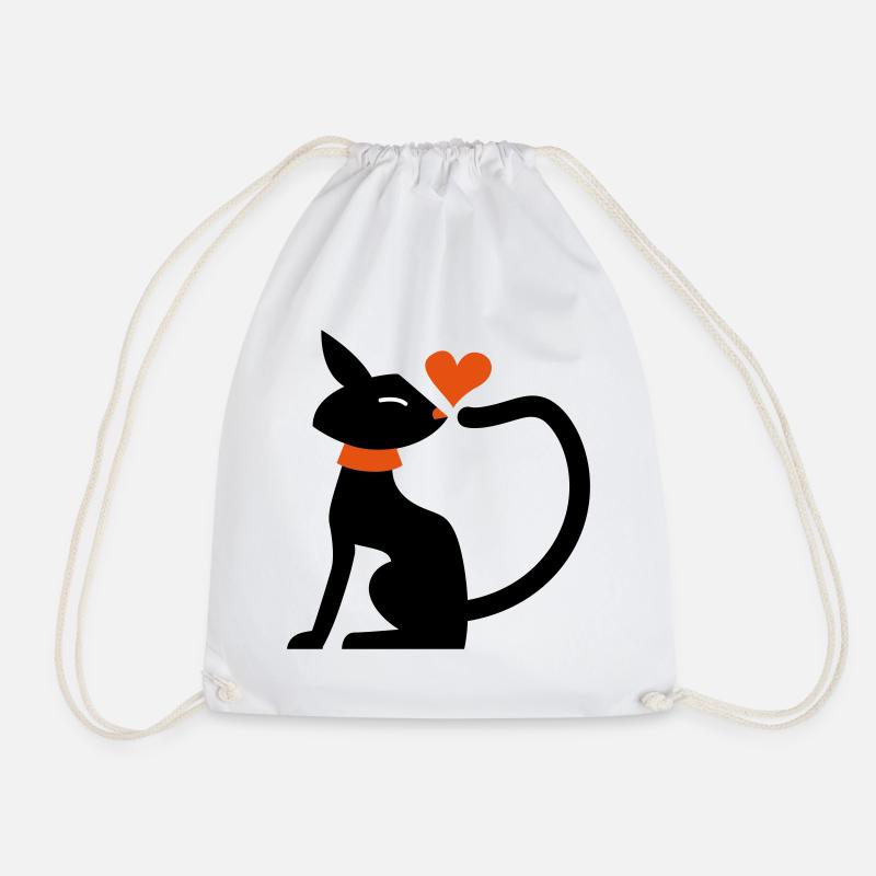 Cat Love - Drawstring Bag - white