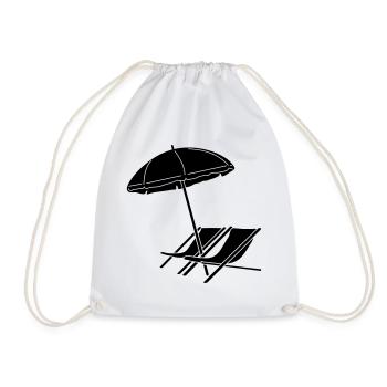 umbrella and chairs_g1 - Drawstring Bag - white - Front