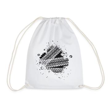 muddy car tire tread brake track in the mud - Drawstring Bag - white - Front