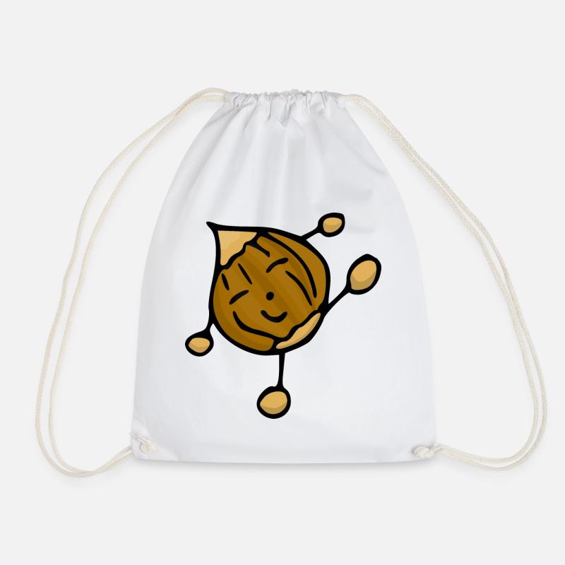 Nut hazelnut funny cool positive food - Drawstring Bag - white