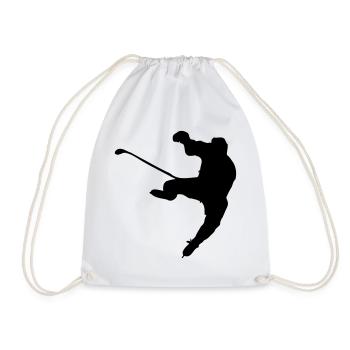ice hockey shadow image logo - Drawstring Bag - white - Front