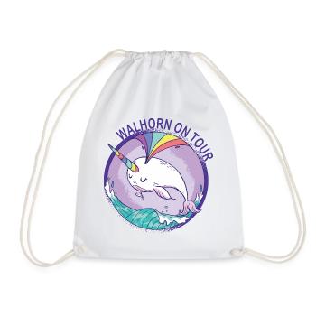 Unicorn whale in water with rainbow - Drawstring Bag - white - Front