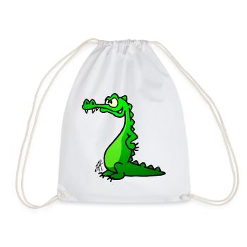 Crocodile Full Color Design - Drawstring Bag - white - Front