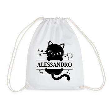 T-Shirt Alessandro T-Shirt Katze Geschenkidee Katze Katze - Turnbeutel - Weiß - Vorne