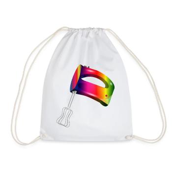Mélangeur à main aux couleurs colorées de l’arc-en-ciel - Sac de sport léger - blanc - Devant