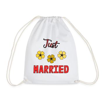 JUST MARRIED. bachelorette party. SAINT VALENTINE. COUPLE - Drawstring Bag - white - Front