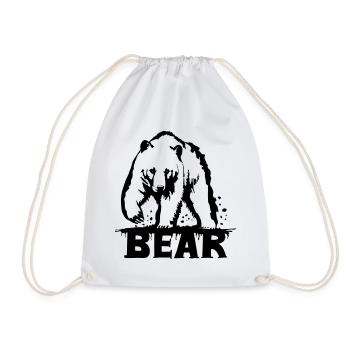 Bear Pawing [Black] - Drawstring Bag - white - Front