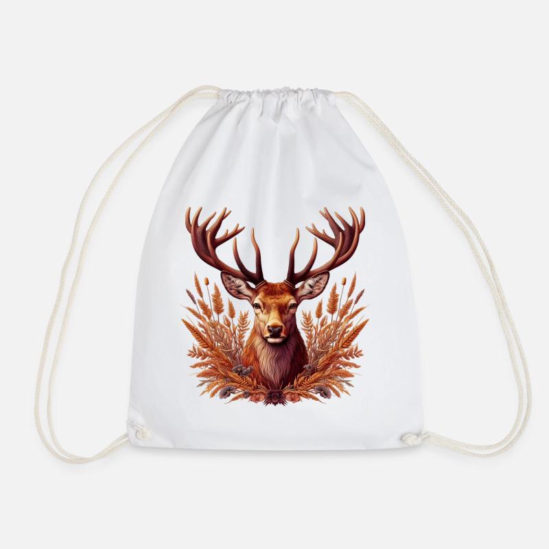 Deer - Drawstring Bag - white
