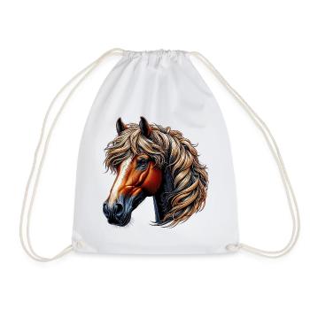 Horse - Drawstring Bag - white - Front
