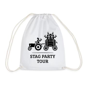 Stag Party Tour With Tractor And Beer Barrel (B) - Drawstring Bag - white - Front