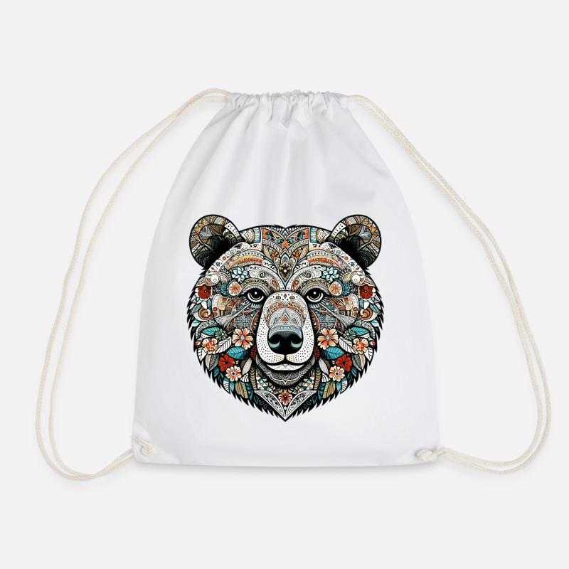 Bear - Drawstring Bag - white