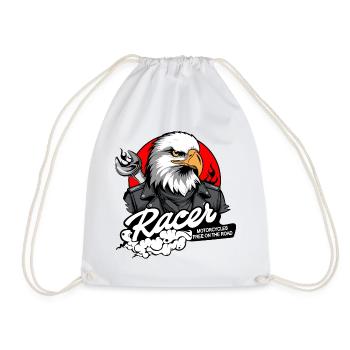 BIKER EAGLE - Drawstring Bag - white - Front