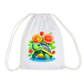 Tortue parmi les roses - 2 - Sac de sport léger - blanc - Devant