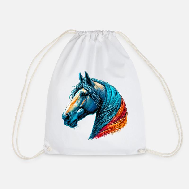 Horse - Drawstring Bag - white
