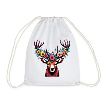 Cerf avec des fleurs - Sac de sport léger - blanc - Devant