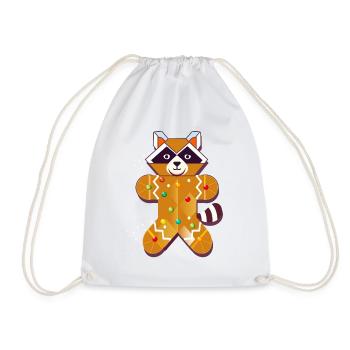 Lebkuchen-Waschbär – Lustiges Weihnachtsdesign - Turnbeutel - Weiß - Vorne