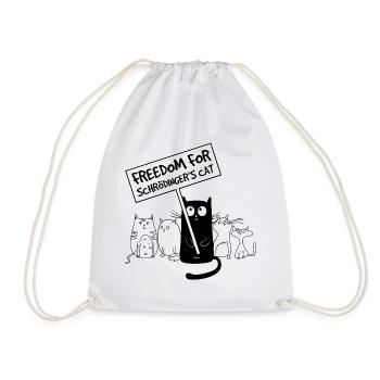 Freedom for Schrödinger's Cat - Funny Saying - Drawstring Bag - white - Front