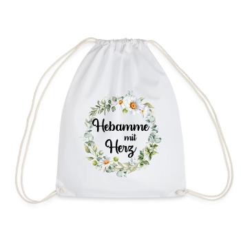 Hebamme mit Herz - personalisierbares Design - Turnbeutel - Weiß - Vorne