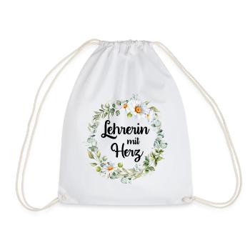Lehrerin mit Herz! Personalisierbares Design - Turnbeutel - Weiß - Vorne