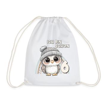 6ème anniversaire hibou arc-en-ciel mignon mignon - Sac de sport léger - blanc - Devant