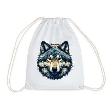 Wolf - Drawstring Bag - white - Front
