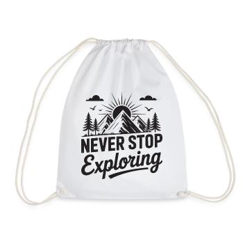 Mountains - Never Stop Exploring - Drawstring Bag - white - Front
