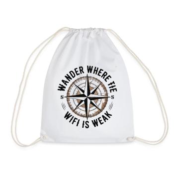 Hiking - Wander Whrere The Wi-Fi is Weak - Drawstring Bag - white - Front