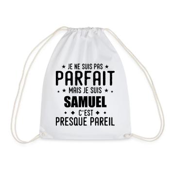Samuel: authentic, imperfect, top, perfection - Drawstring Bag - white - Front