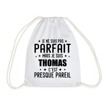 Thomas: authentic, imperfect, top, perfection - Drawstring Bag - white - Front